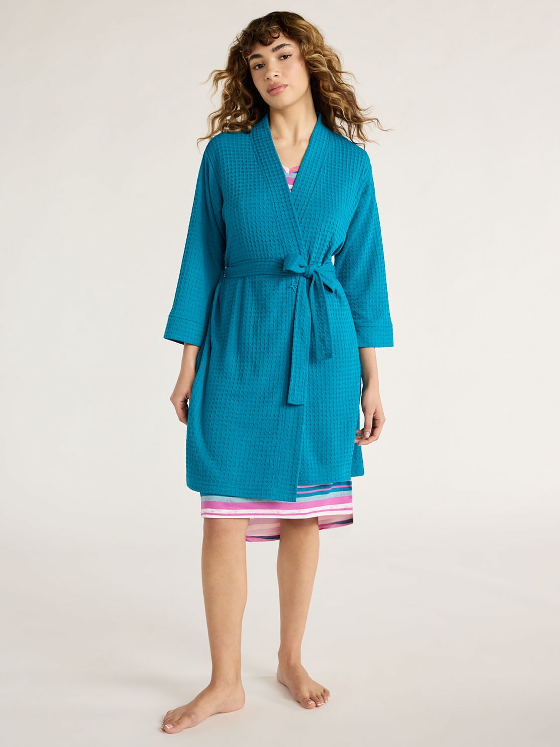 Joyspun Women's Shawl Collar Knit Robe, Size S to 3X