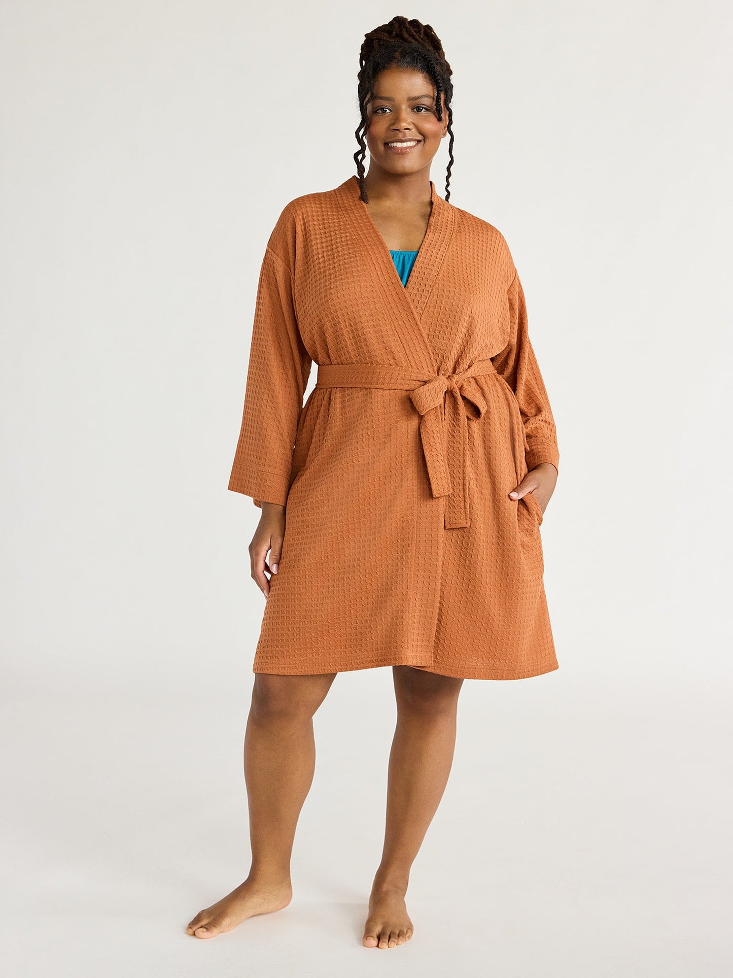 Joyspun Women's Shawl Collar Knit Robe, Size S to 3X