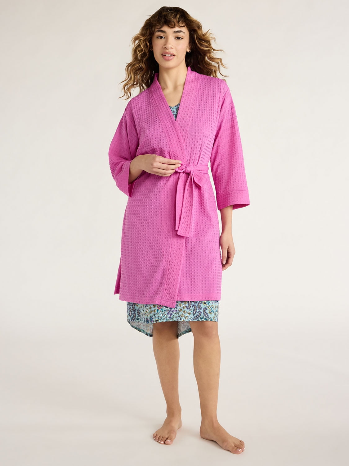 Joyspun Women's Shawl Collar Knit Robe, Size S to 3X
