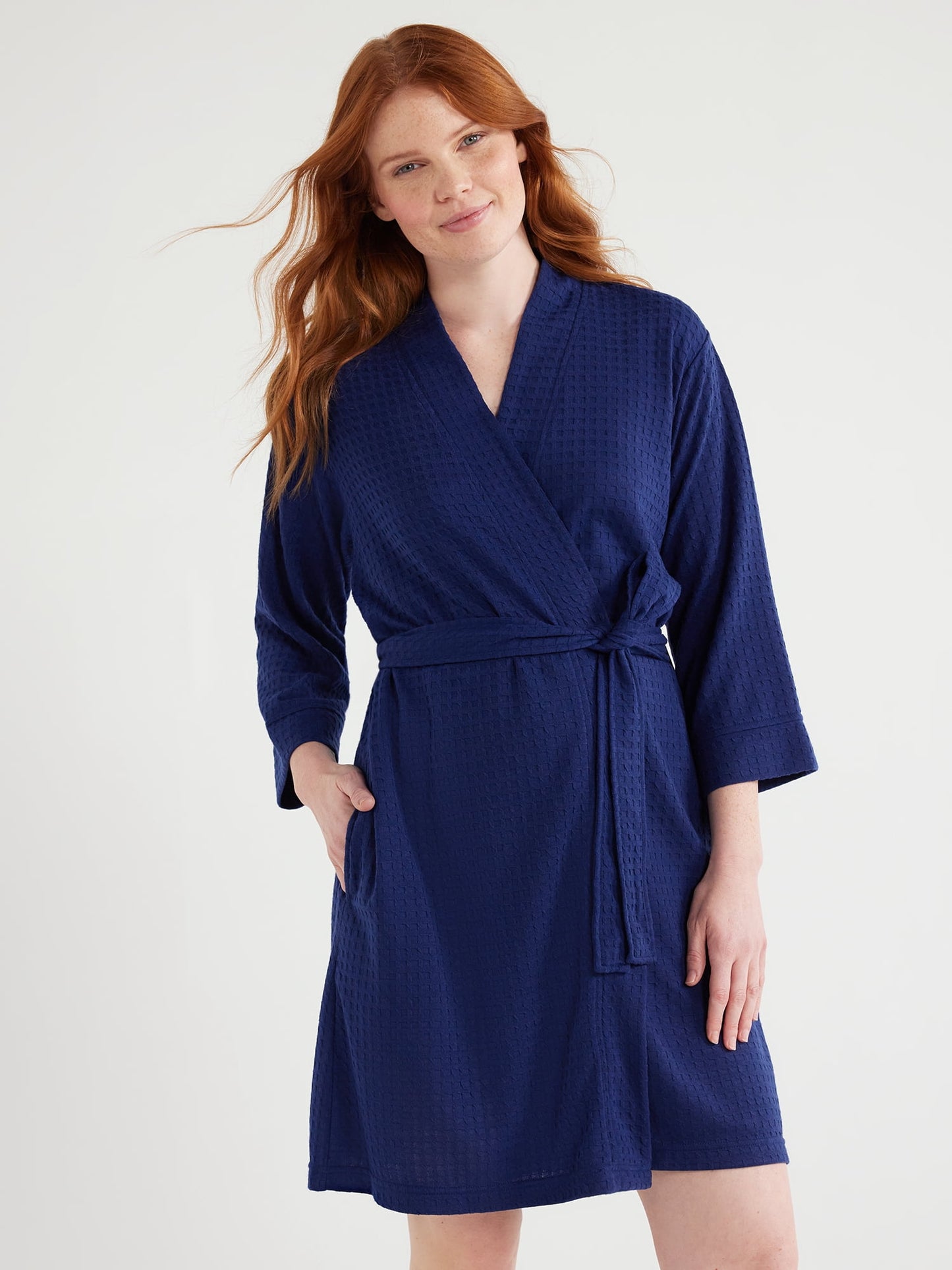Joyspun Women's Shawl Collar Knit Robe, Size S to 3X