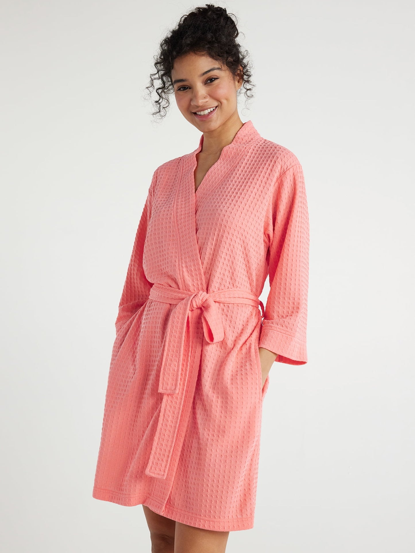 Joyspun Women's Shawl Collar Knit Robe, Size S to 3X
