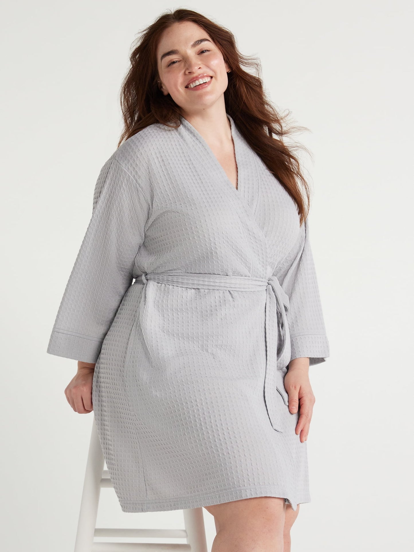 Joyspun Women's Shawl Collar Knit Robe, Size S to 3X