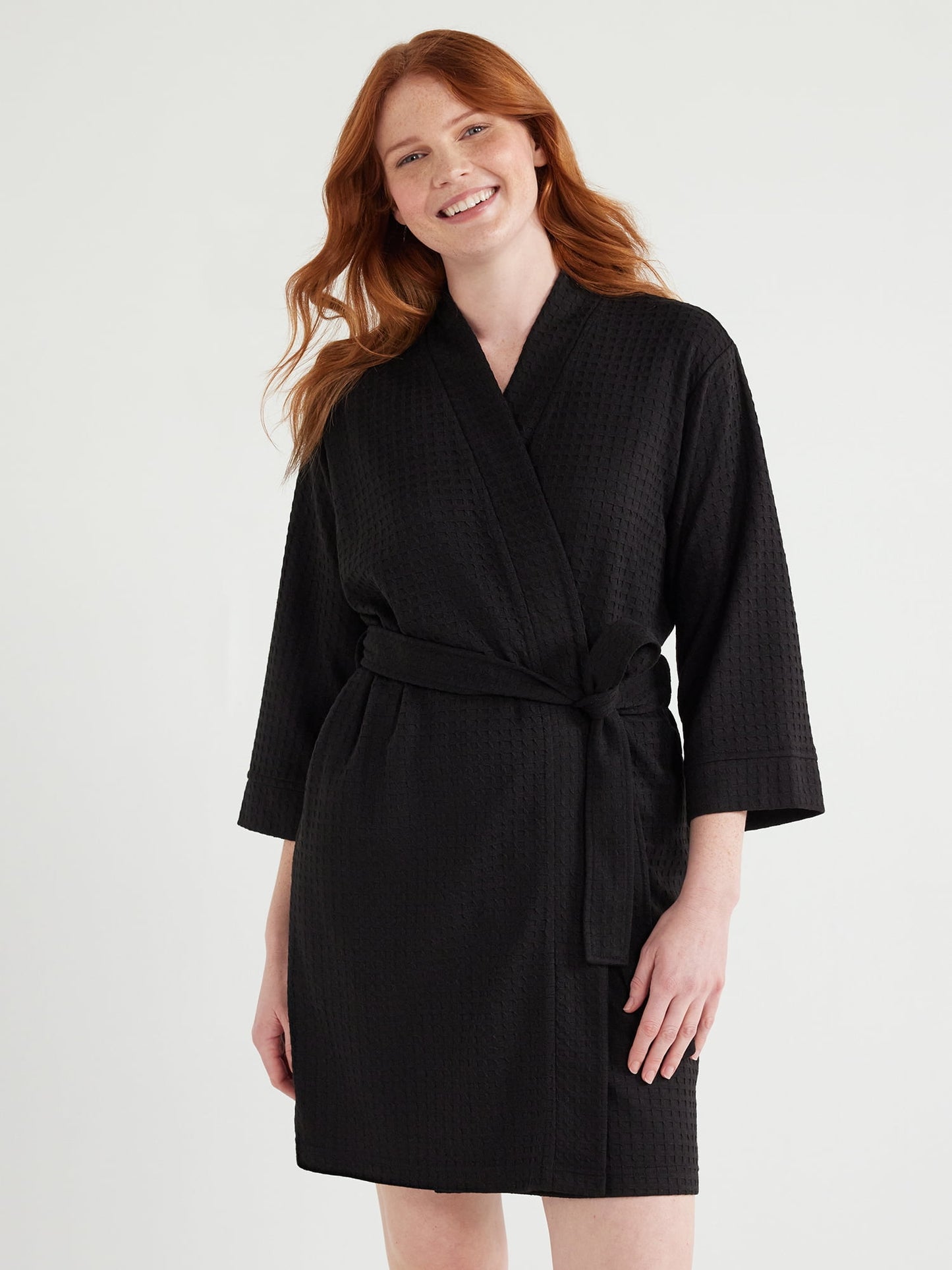 Joyspun Women's Shawl Collar Knit Robe, Size S to 3X