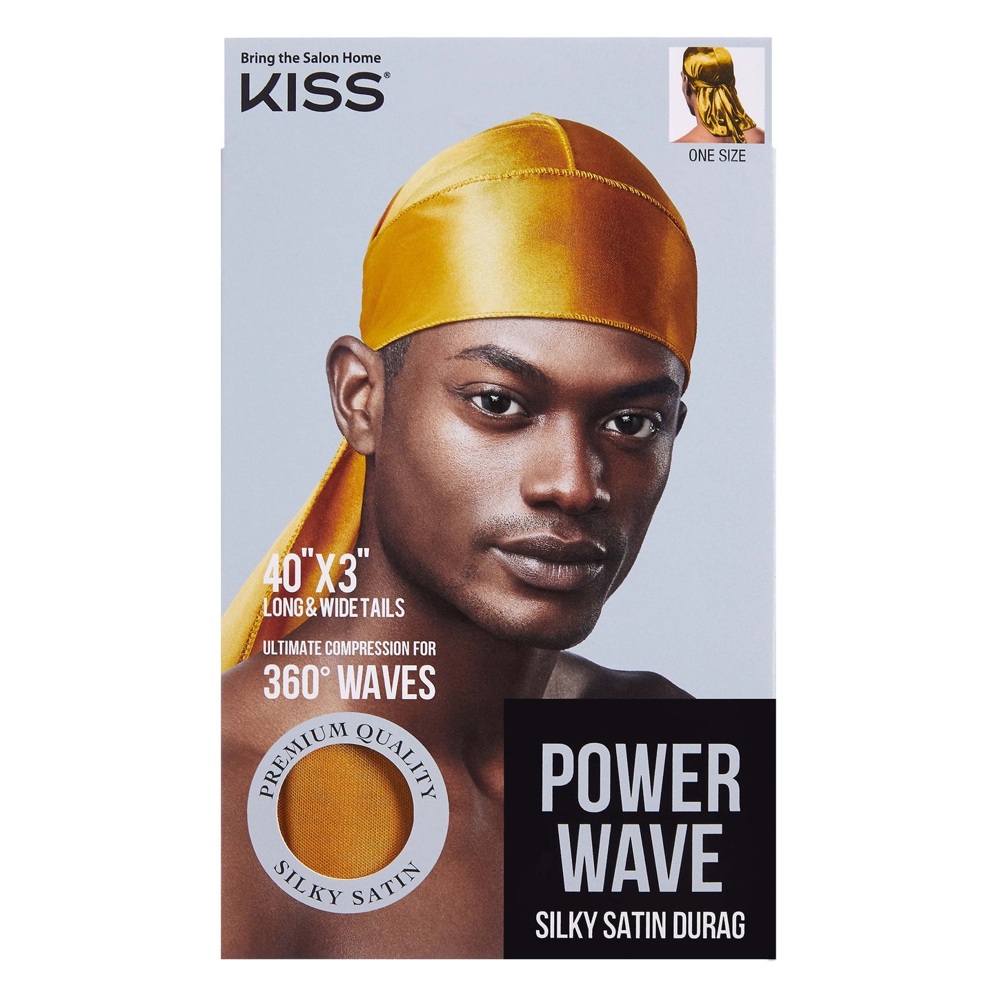 KISS Colors & Care Power Wave Satin Durag, Black, Unisex