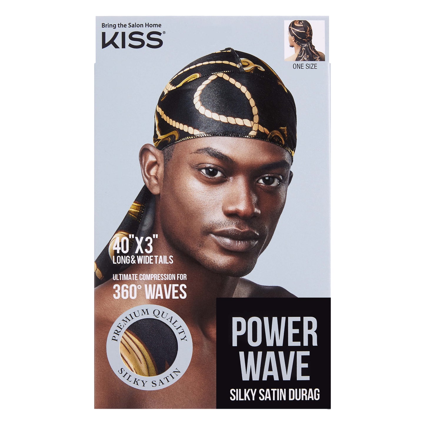 KISS Colors & Care Power Wave Satin Durag, Black, Unisex