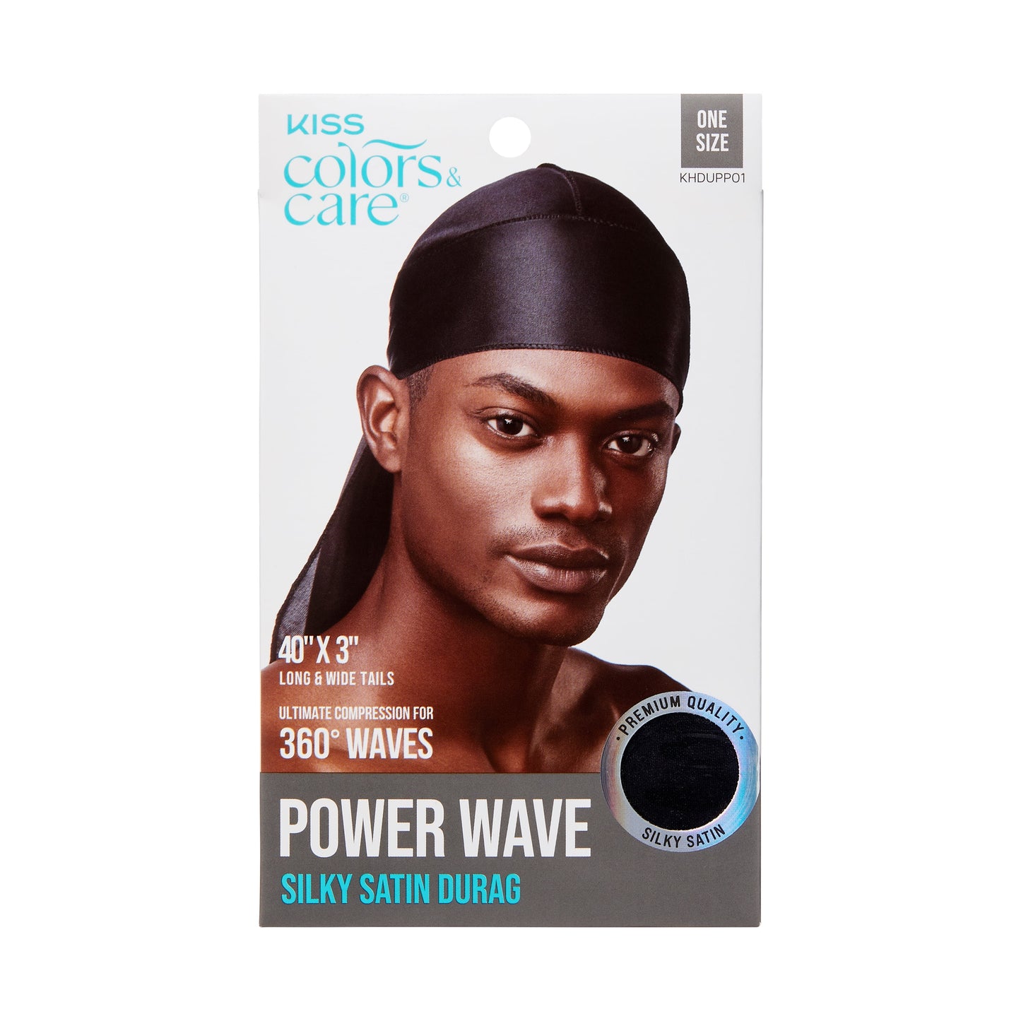 KISS Colors & Care Power Wave Satin Durag, Black, Unisex