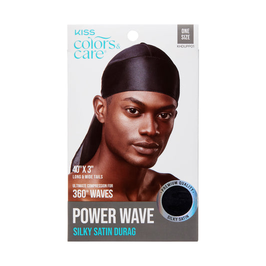 KISS Colors & Care Power Wave Satin Durag, Black, Unisex