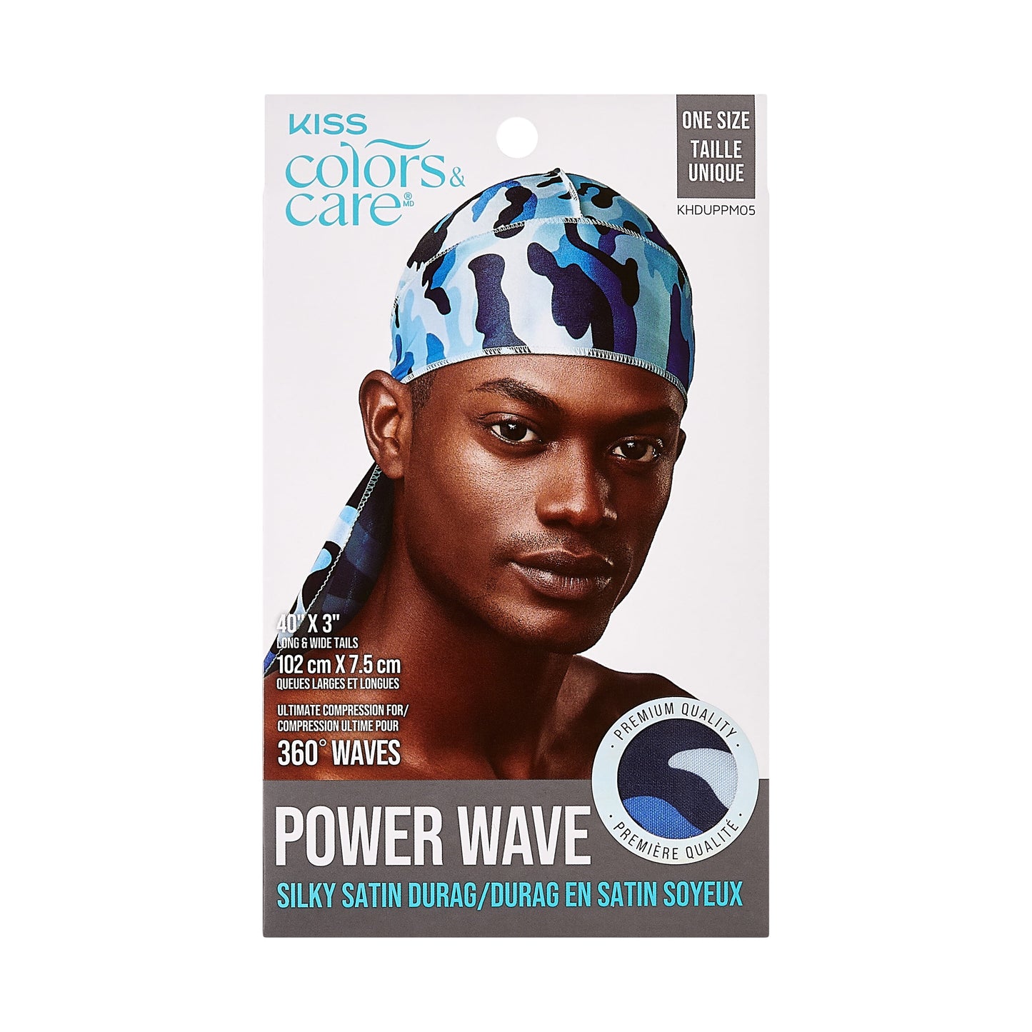KISS Colors & Care Power Wave Satin Durag, Black, Unisex
