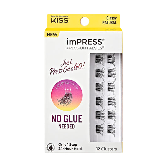 KISS USA imPRESS Press-On Falsies Eyelash Clusters Minipack, Natural,