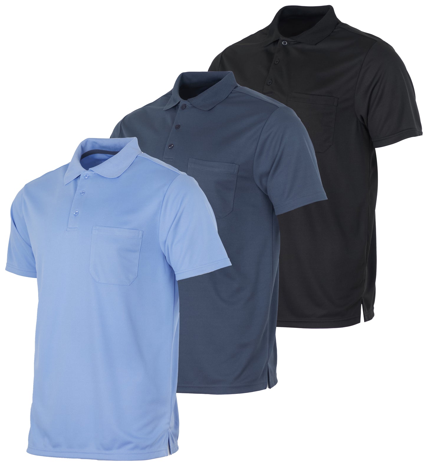 Real Essentials 3 Pack: Mens Short Sleeve Dry-Fit Collared Polo Shirt