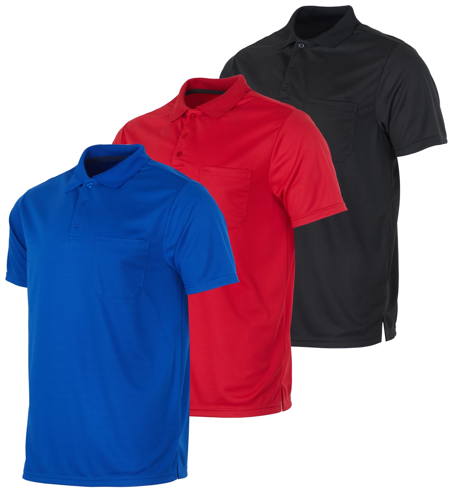 Real Essentials 3 Pack: Mens Short Sleeve Dry-Fit Collared Polo Shirt