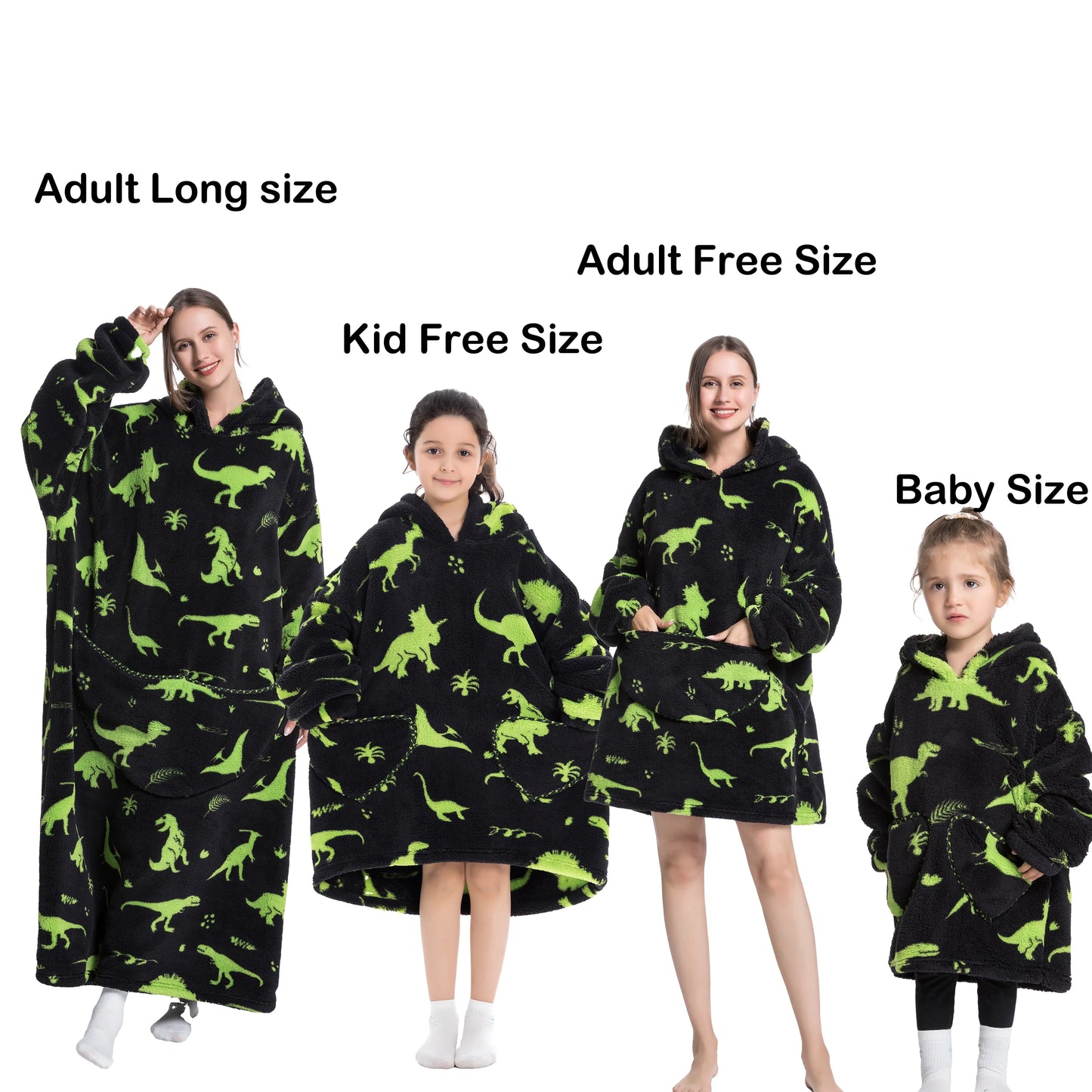 Flannel Blanket with Sleeves Winter Hoodies Sweatshirt   Fleece Giant Wearable Blanket Hoodie Oversized for adults kids babys