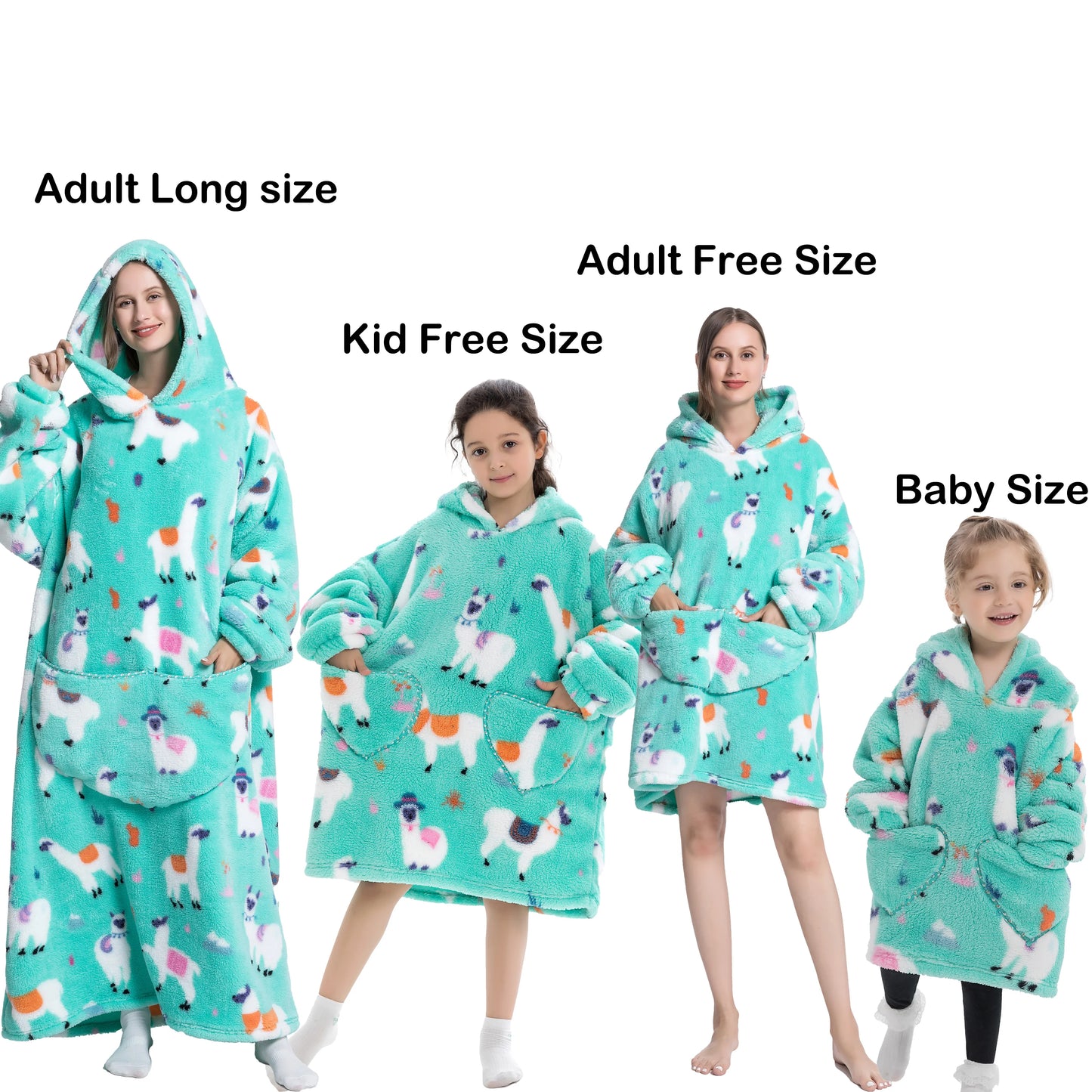 Flannel Blanket with Sleeves Winter Hoodies Sweatshirt   Fleece Giant Wearable Blanket Hoodie Oversized for adults kids babys