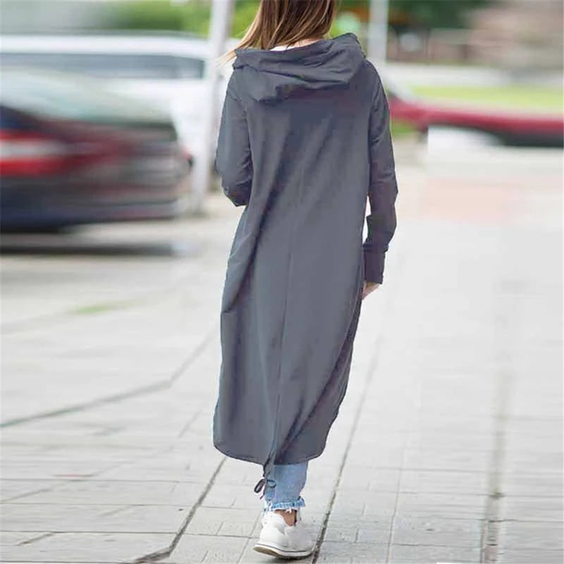 Women's Long Zipper Coat Jacket Spring Hoodie Sweatshirt Zip Up Jacket Tops Corduroy Long Sleeve Personality Street Hoodies