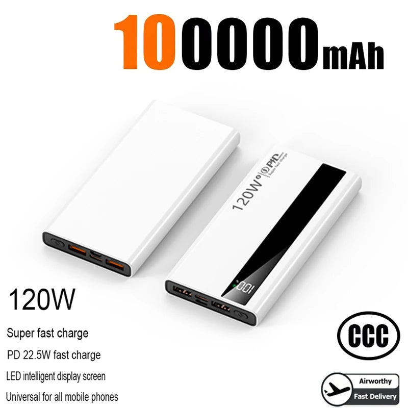 120W Fast Charging Power Bank 500000mAh High Capacity External Battery Digital Display Portable Power Bank For Iphone17 Xiaomi17