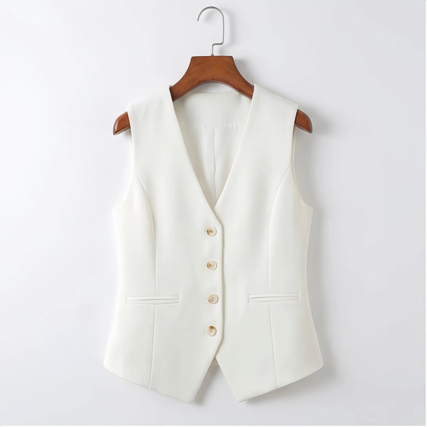 Women's Formal Business Vest Sleeveless Tailored Button Up Waistcoat Professional Office Outerwear Top Slim Fit Professional