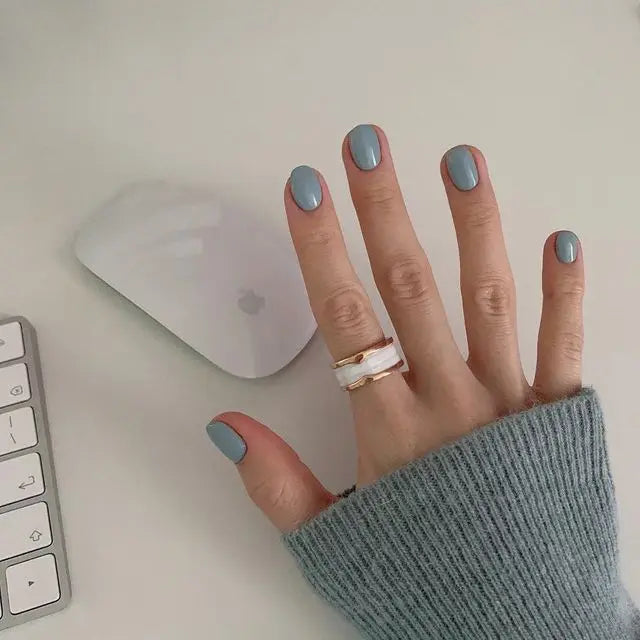 24Pcs Blue Flame Love Wearing False Nails Press On Nail Tips Full Cover Manicure Detachable Special Artificial Fake Nails Art