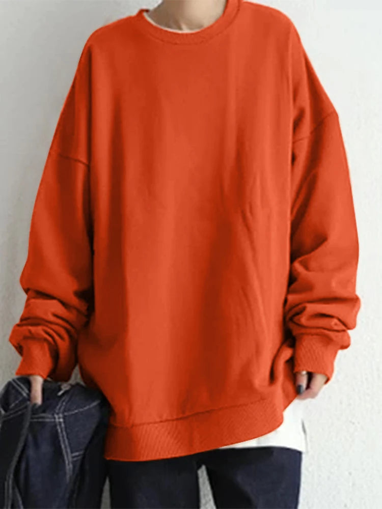 ZANZEA Oversized Winter Sweatshirt Fashion Women Long Sleeve Solid Loose Pullover Autumn Hoodies Casual Sweatshirts Streetwear