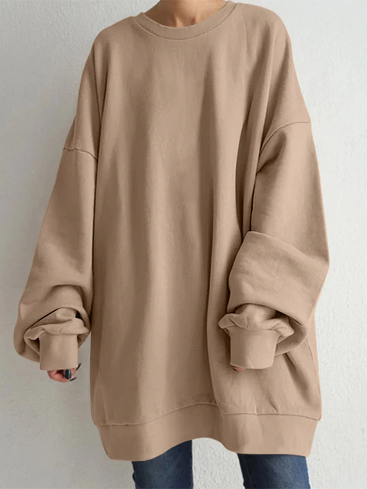 ZANZEA Oversized Winter Sweatshirt Fashion Women Long Sleeve Solid Loose Pullover Autumn Hoodies Casual Sweatshirts Streetwear