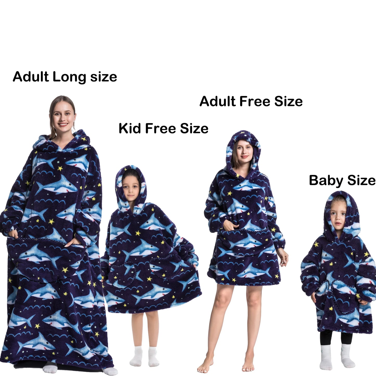 Flannel Blanket with Sleeves Winter Hoodies Sweatshirt   Fleece Giant Wearable Blanket Hoodie Oversized for adults kids babys