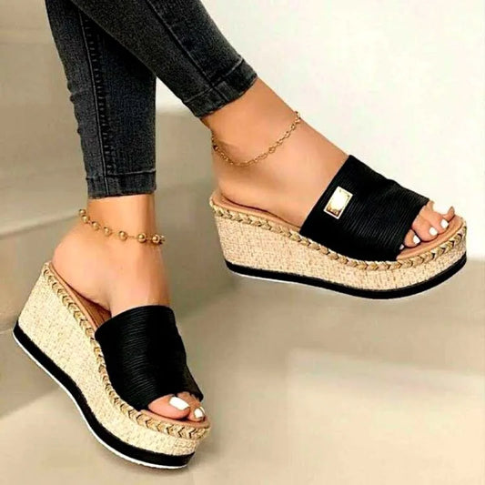 Womens Slippers Trend Womens Wedge Shoes Non Slip Comfortable Beach Sandals Plus Size Women Shoes Sandalias De Mujer Verano 2025