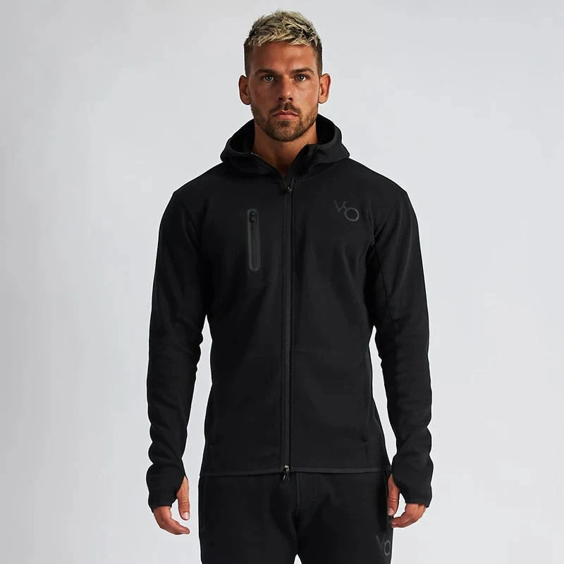 Men's Gym Spring and Autumn Sports Suit Streetwear Fitness Zipper Jogging Hooded Hoodie Casual Jacket Cotton Male Clothing