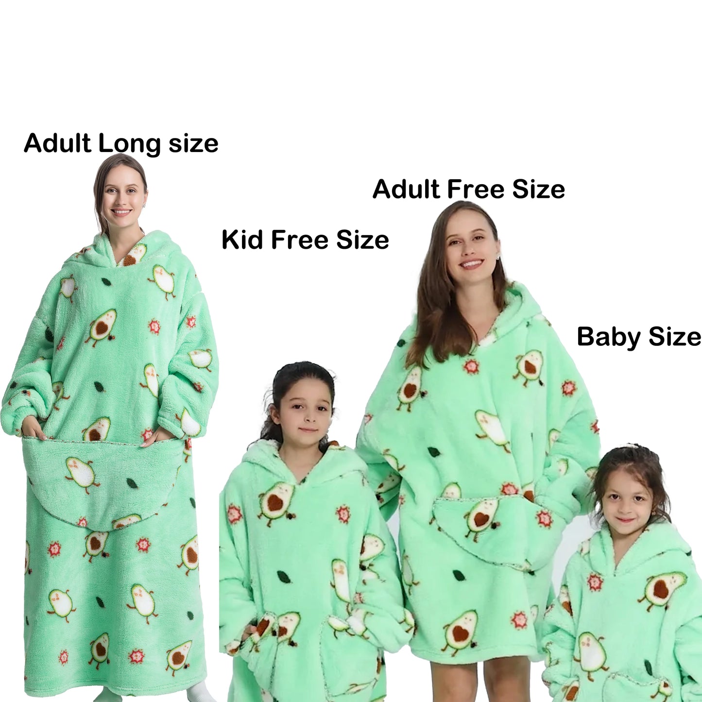 Flannel Blanket with Sleeves Winter Hoodies Sweatshirt   Fleece Giant Wearable Blanket Hoodie Oversized for adults kids babys