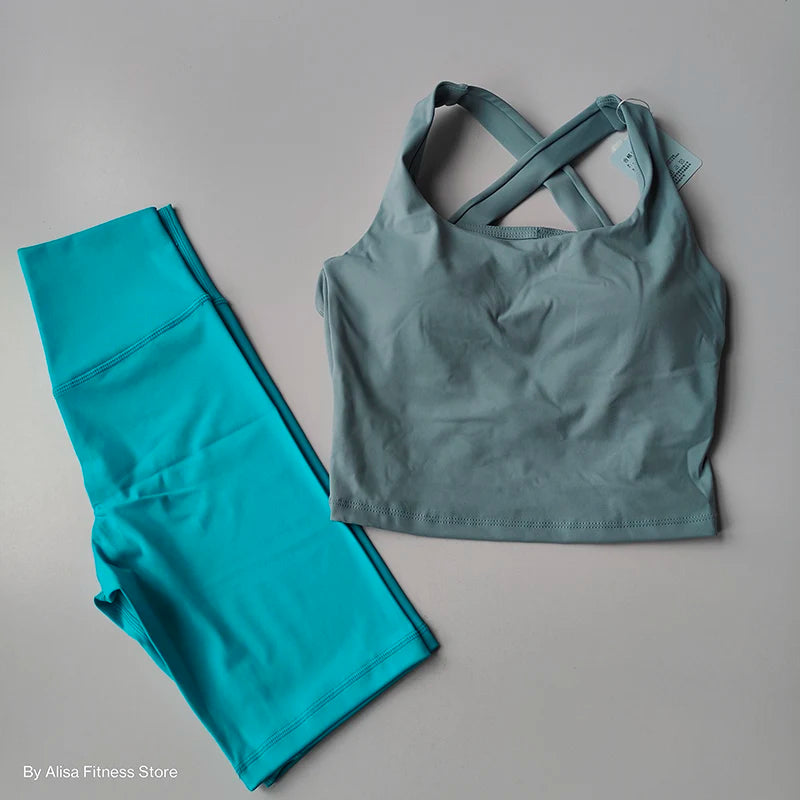 2PCS  Women Yoga Set Workout Sports Bra Set Sportswear Gym Clothing Fitness Long Sleeve Crop Top High Waist Shorts Sports Suits