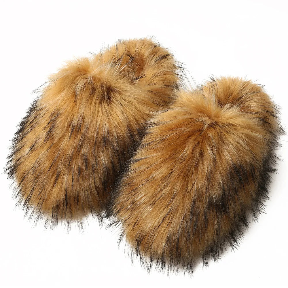Women's Fuzzy Slippers for Fall and Winter, Home Use, Fleece-Lined, Warm, Faux Fur, Non-Slip, Toe-Covered, Fuzzy Slippers