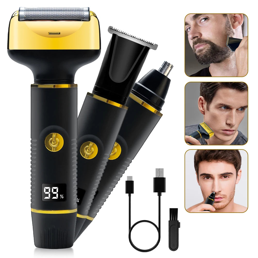 Shaver Professional Electric Razor Shaving Machine Waterproof Beard Trimmer Metal Razor Digital Display Shavers for Men