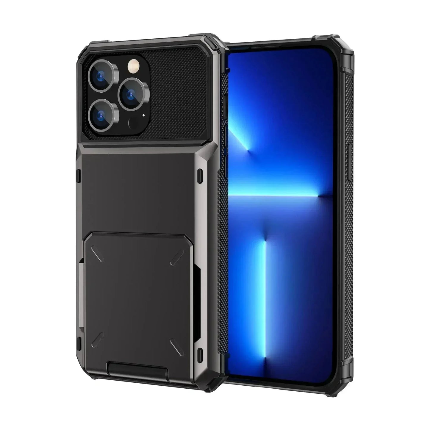 Card Holder Case For iPhone 17 Pro Max 17e 16 Pro Max 15 14 13 12 Heavy Duty Wallet Hidden Flip Slot Protective Hard Back Covers