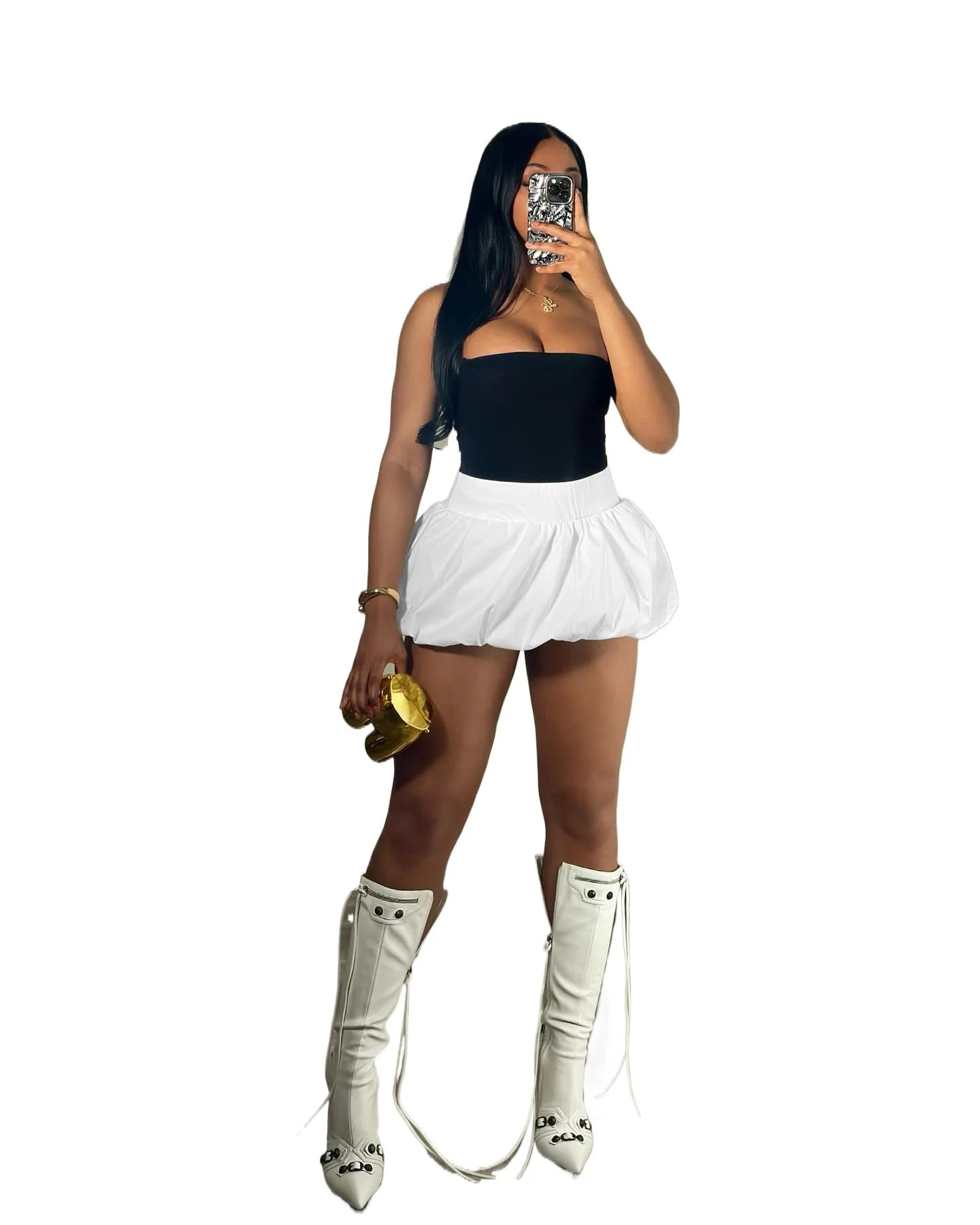FAGADOER Fashion Solid Bubble Ruched Mini Skirts Women Elastic High Waist Slim Puff Skirts Summer New Female Matching Streetwear
