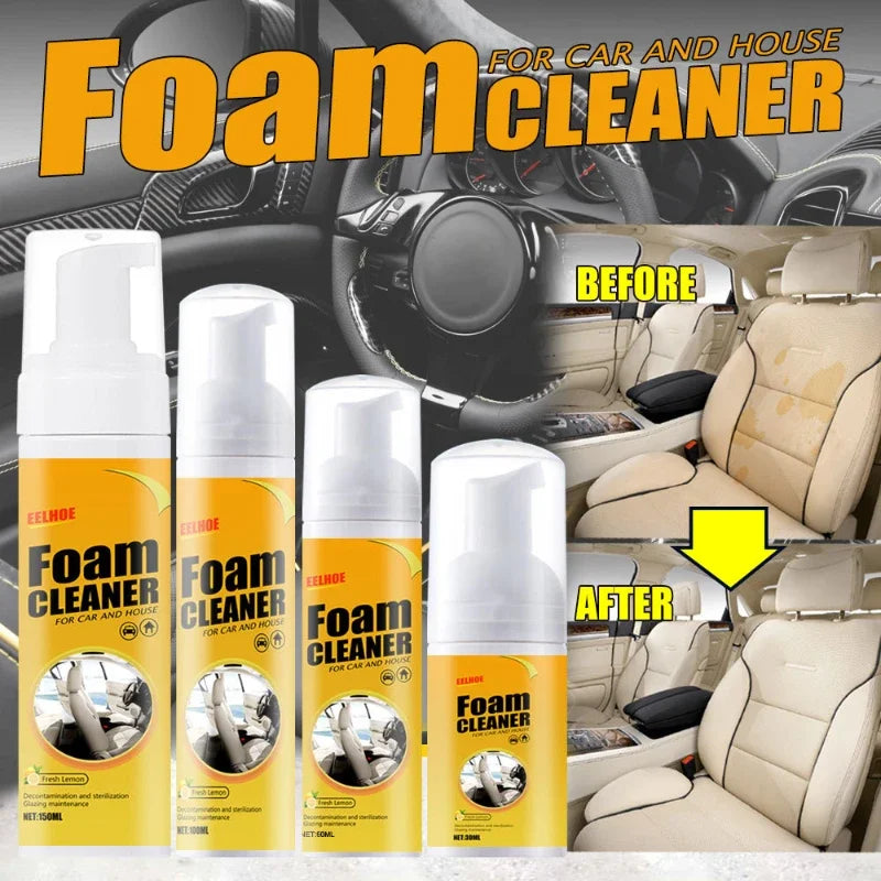 30/60/100/150ml Multi-Purpose Car Wash Foam Cleaner Kit Car Interior Leather Seat Panel Cleaner Anti-aging Cleaning Foam Spray