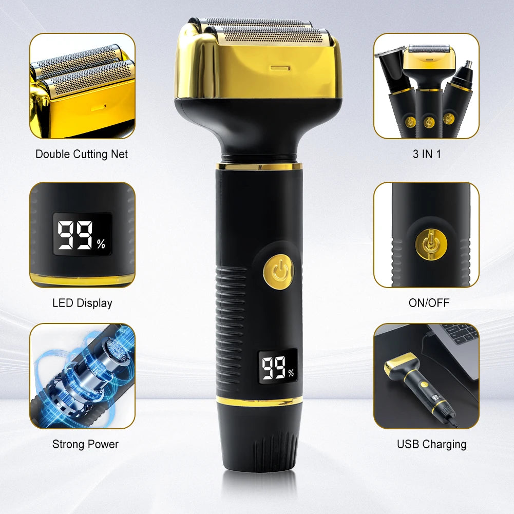 Shaver Professional Electric Razor Shaving Machine Waterproof Beard Trimmer Metal Razor Digital Display Shavers for Men