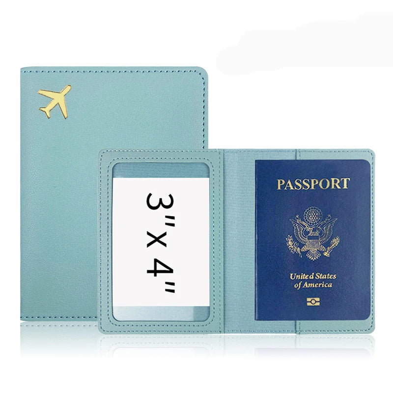 Luxury Gold Airplane Passport Cover Custom Name Men Women Business Passport Holder Personalized Logo Initials Travel Accessories