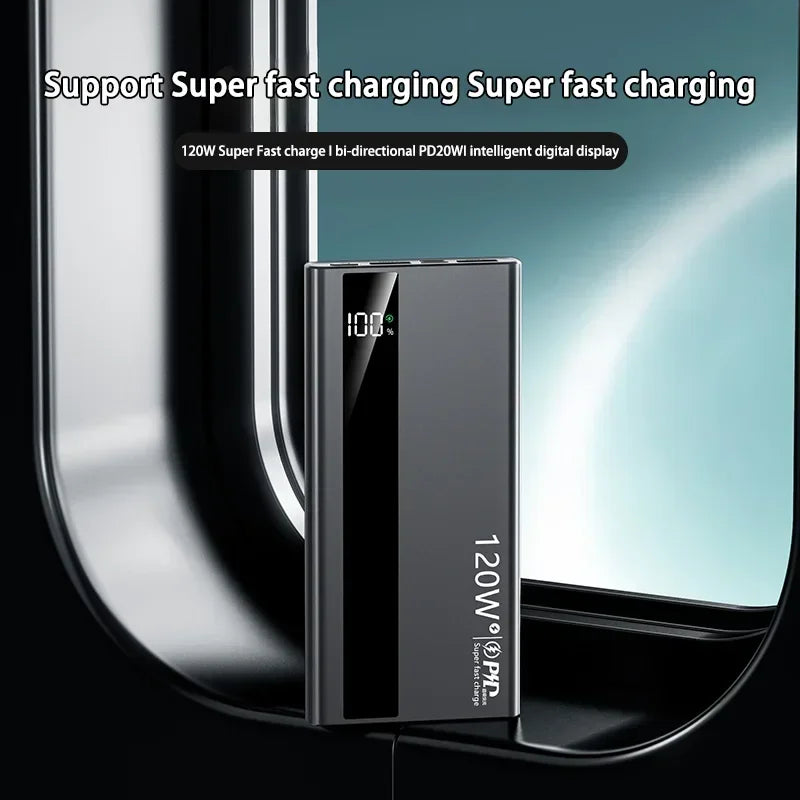 120W Fast Charging Power Bank 500000mAh High Capacity External Battery Digital Display Portable Power Bank For Iphone17 Xiaomi17