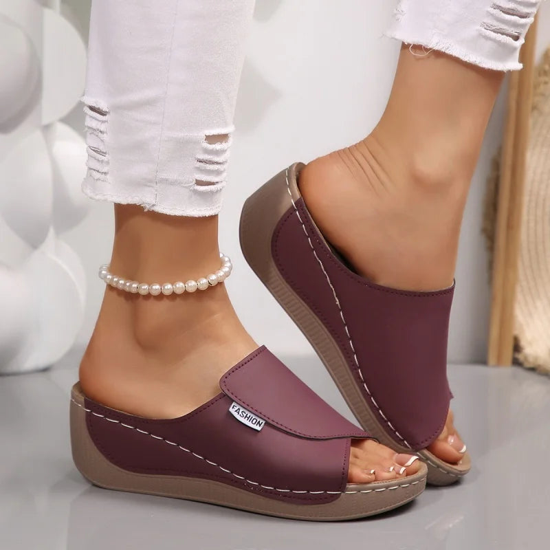 Summer Shoes Women Sandals Beach Walking Shoes Slip On Shoes For Women Wedge Sandals Woman Retro Women Slippers Footwear Female