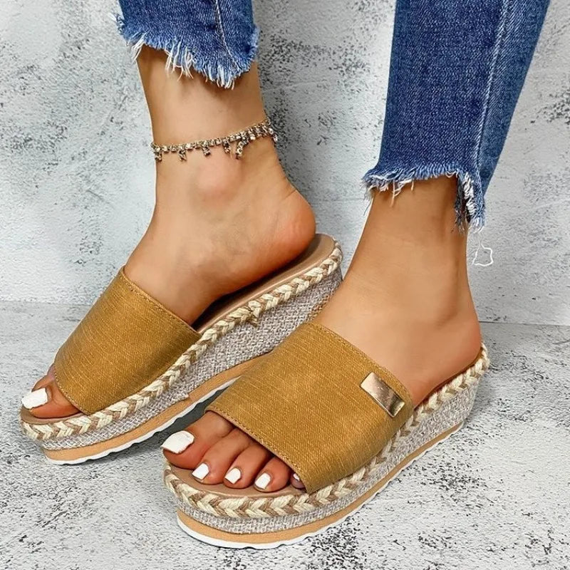 Womens Slippers Trend Womens Wedge Shoes Non Slip Comfortable Beach Sandals Plus Size Women Shoes Sandalias De Mujer Verano 2025