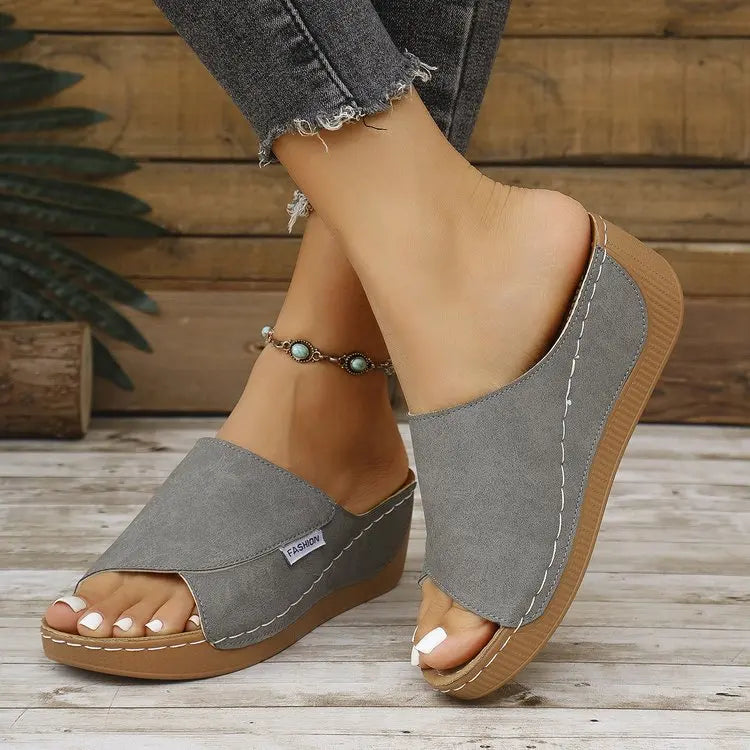 Summer Shoes Women Sandals Beach Walking Shoes Slip On Shoes For Women Wedge Sandals Woman Retro Women Slippers Footwear Female