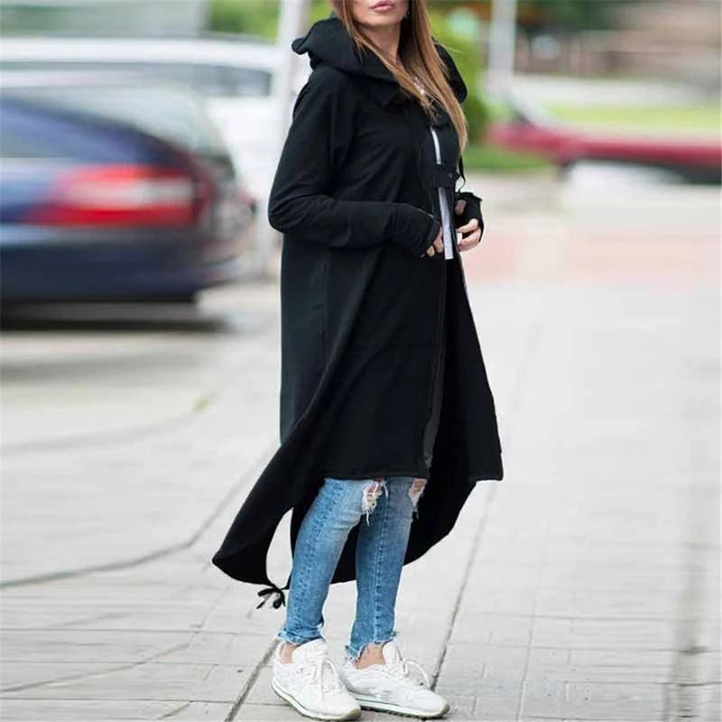Women's Long Zipper Coat Jacket Spring Hoodie Sweatshirt Zip Up Jacket Tops Corduroy Long Sleeve Personality Street Hoodies