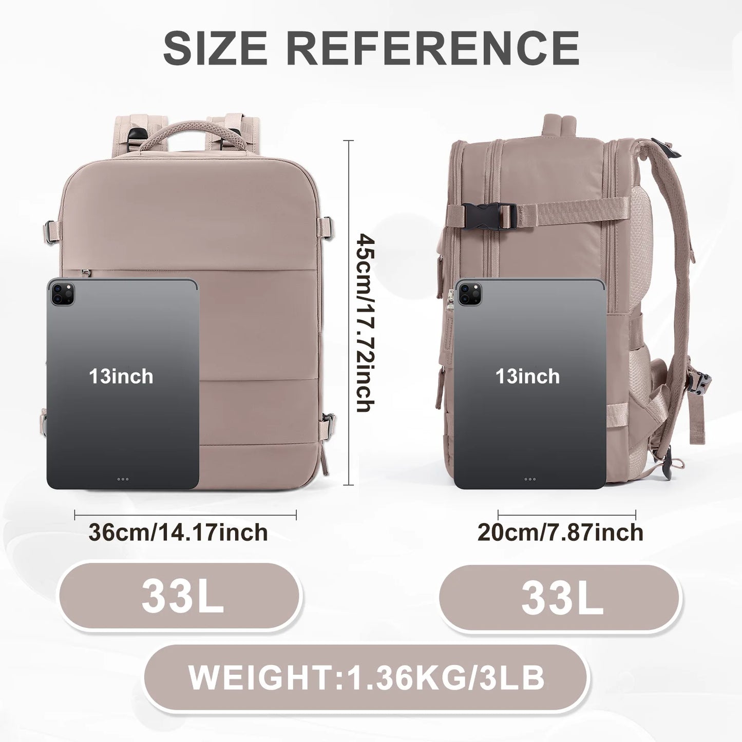 Easyjet 45x36x20 Under Seat Cabin Bags Travel Backpack, Multi-Compartment Carry-On Backpack Men Women Business Notebook Backpack