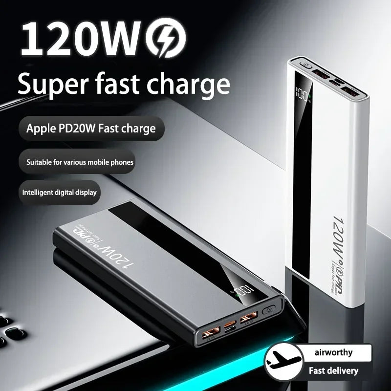 120W Fast Charging Power Bank 500000mAh High Capacity External Battery Digital Display Portable Power Bank For Iphone17 Xiaomi17