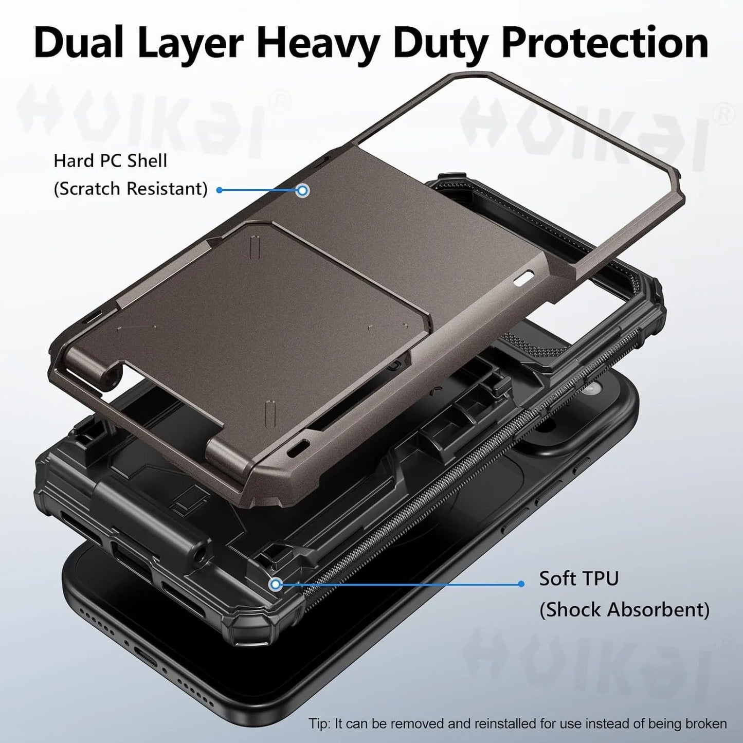Card Holder Case For iPhone 17 Pro Max 17e 16 Pro Max 15 14 13 12 Heavy Duty Wallet Hidden Flip Slot Protective Hard Back Covers