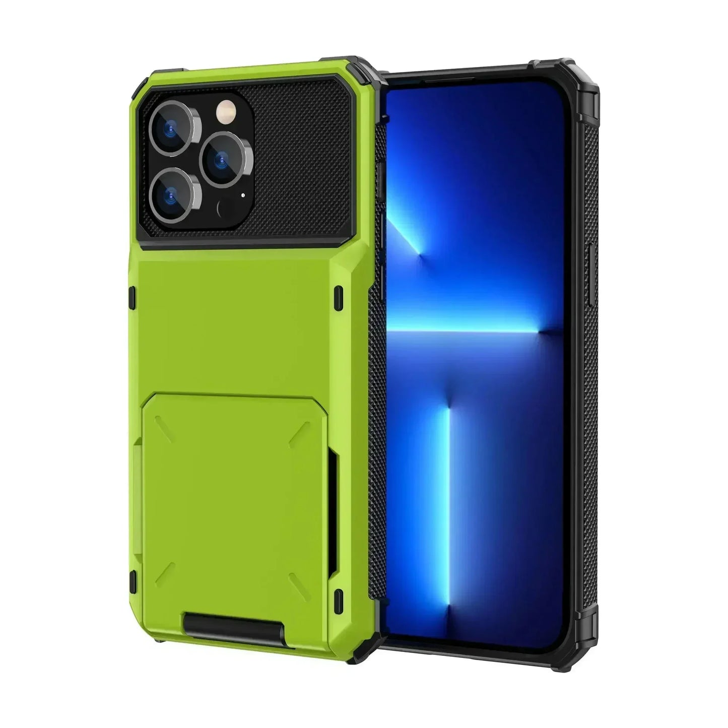 Card Holder Case For iPhone 17 Pro Max 17e 16 Pro Max 15 14 13 12 Heavy Duty Wallet Hidden Flip Slot Protective Hard Back Covers