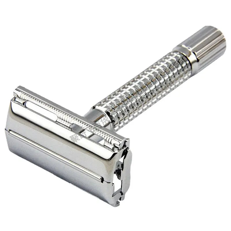 Men's Facial Shavers Barber Manual Razor Stainless Steel Double-Ended Blades Barbershop Razor Stainless Steel Shank with Blades