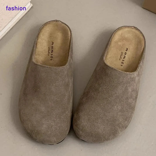 2026 new women's fashion flat slippers, outdoor comfortable soft-soled mule shoes, vintage home slippers, anti-slip beach shoes
