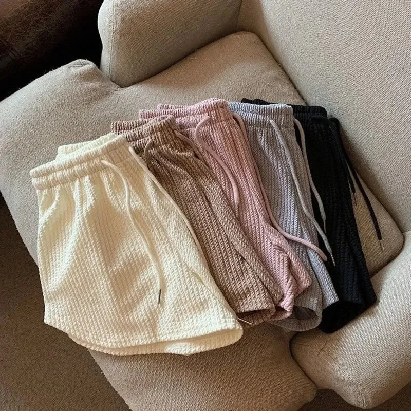 Women Shorts Summer High Elastic Lace Up Drawstring Wide Leg Sweat Short  Shorts for Women  Women Clothing  Womens Shorts