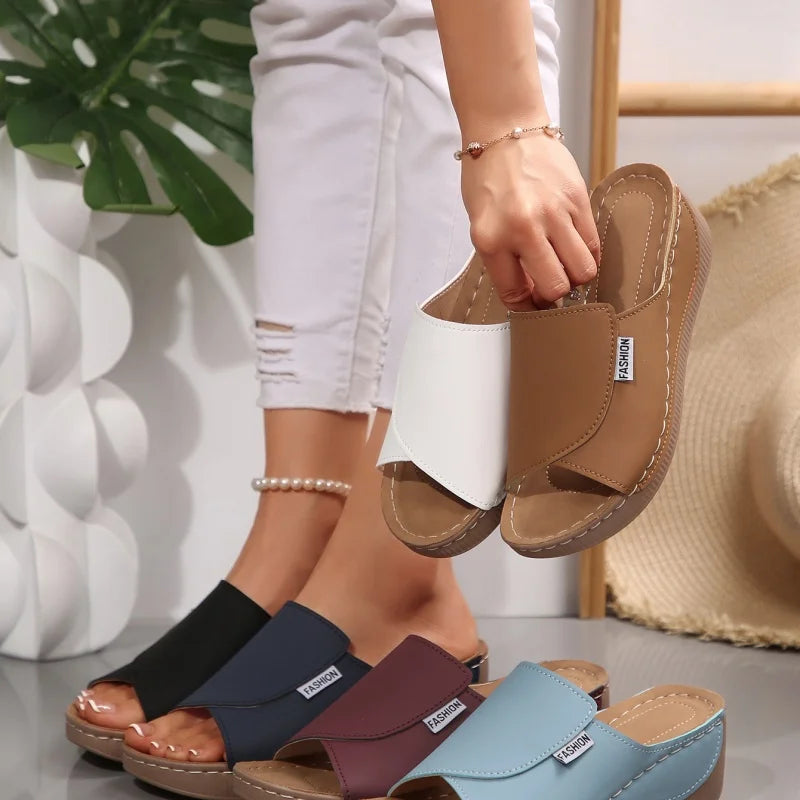 Summer Shoes Women Sandals Beach Walking Shoes Slip On Shoes For Women Wedge Sandals Woman Retro Women Slippers Footwear Female