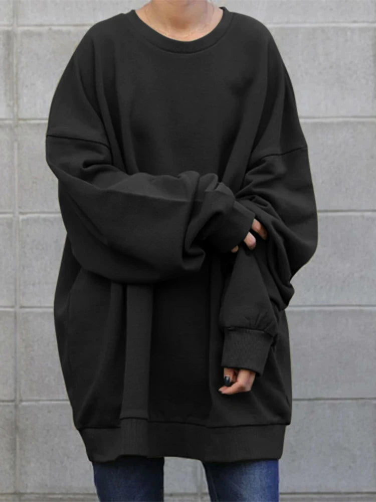 ZANZEA Oversized Winter Sweatshirt Fashion Women Long Sleeve Solid Loose Pullover Autumn Hoodies Casual Sweatshirts Streetwear