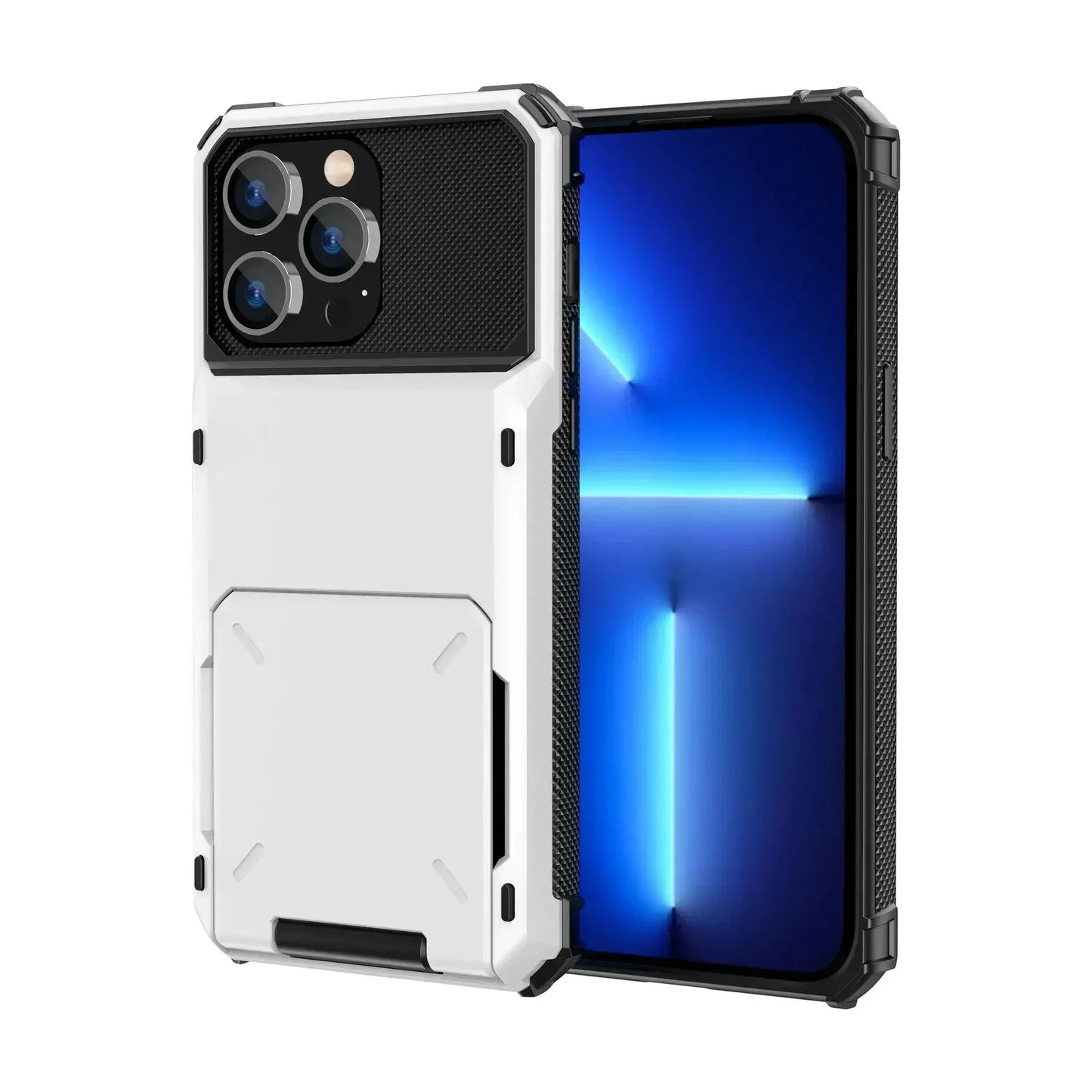 Card Holder Case For iPhone 17 Pro Max 17e 16 Pro Max 15 14 13 12 Heavy Duty Wallet Hidden Flip Slot Protective Hard Back Covers
